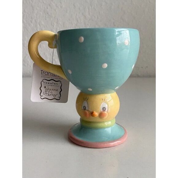 Johanna Parker Easter Dottie Chick Fancy Ceramic Mug Decor Spring NEW - Picture 1 of 11